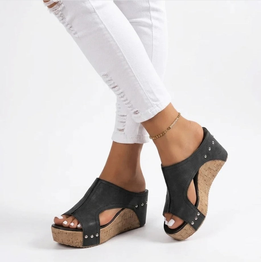 KOBRA | Sandales Compensées Peep Toe