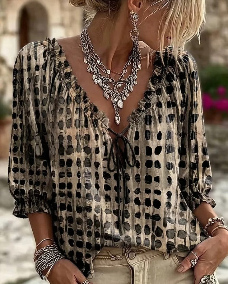 Chemisier a pois et lacets