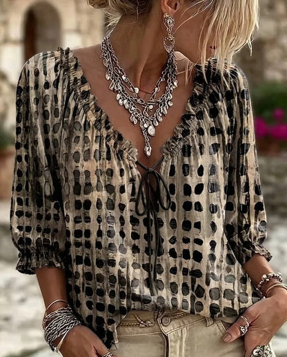 Chemisier a pois et lacets