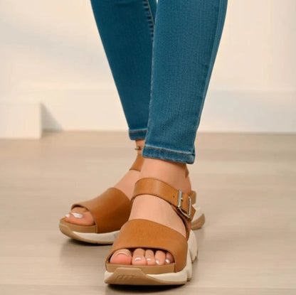 Sandales en cuir synthétique à bout ouvert