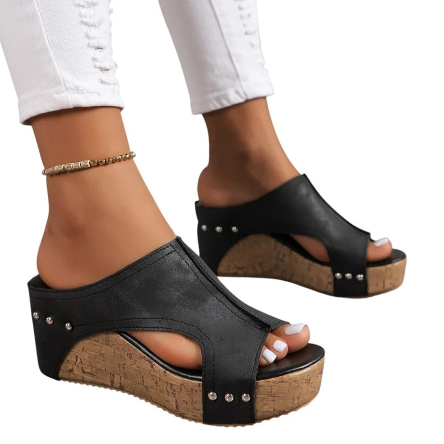 KOBRA | Sandales Compensées Peep Toe